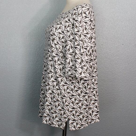 Karen Scott Knit Giraffes Blouse With Cuffed Short Sleeves Size XL - Picture 5 of 9